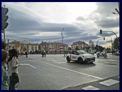 Murcia City Centre South part - Team cars pass at Plaza Martínez Tornel.